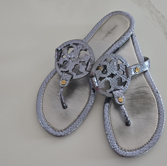 Tory Burch Metallic Miller Sandals - Picture 1 of 7